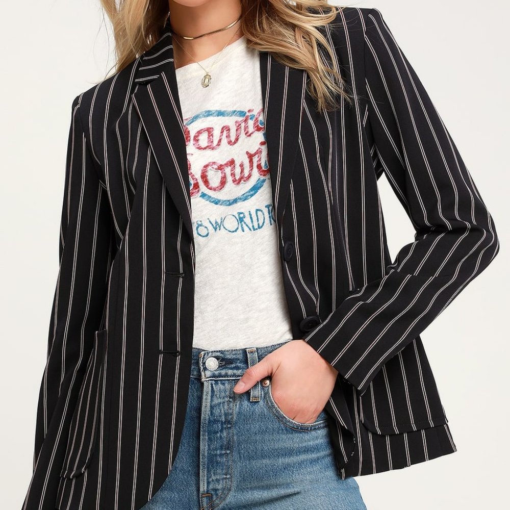 BB Dakota Navy Blue Striped Blazer